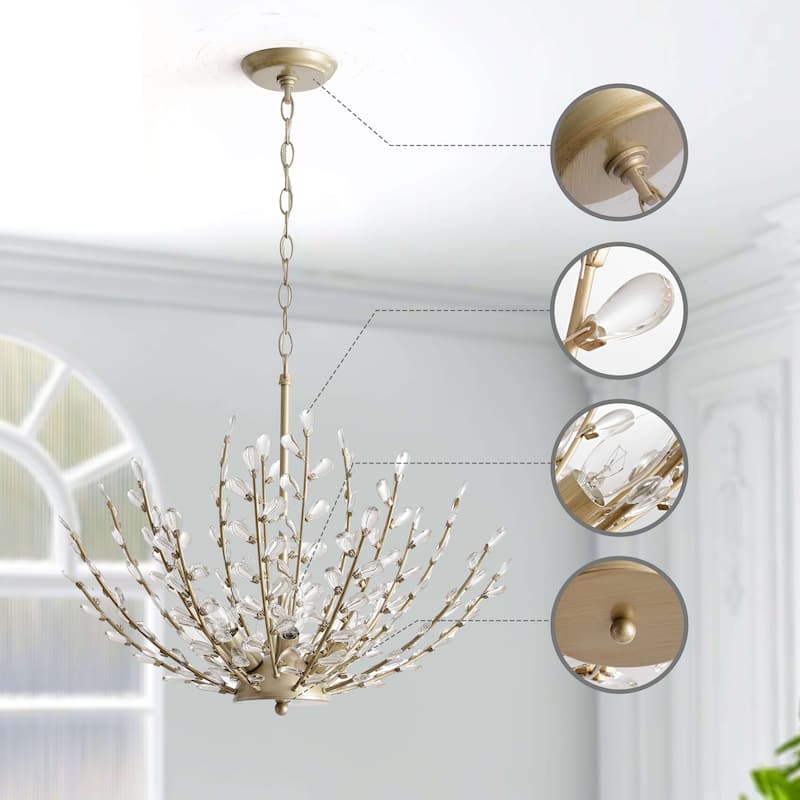 Flavia 6-Light Brushed Champagne Silver Crystal Chandelier - 23.5 inches in diameter x 19 inches H