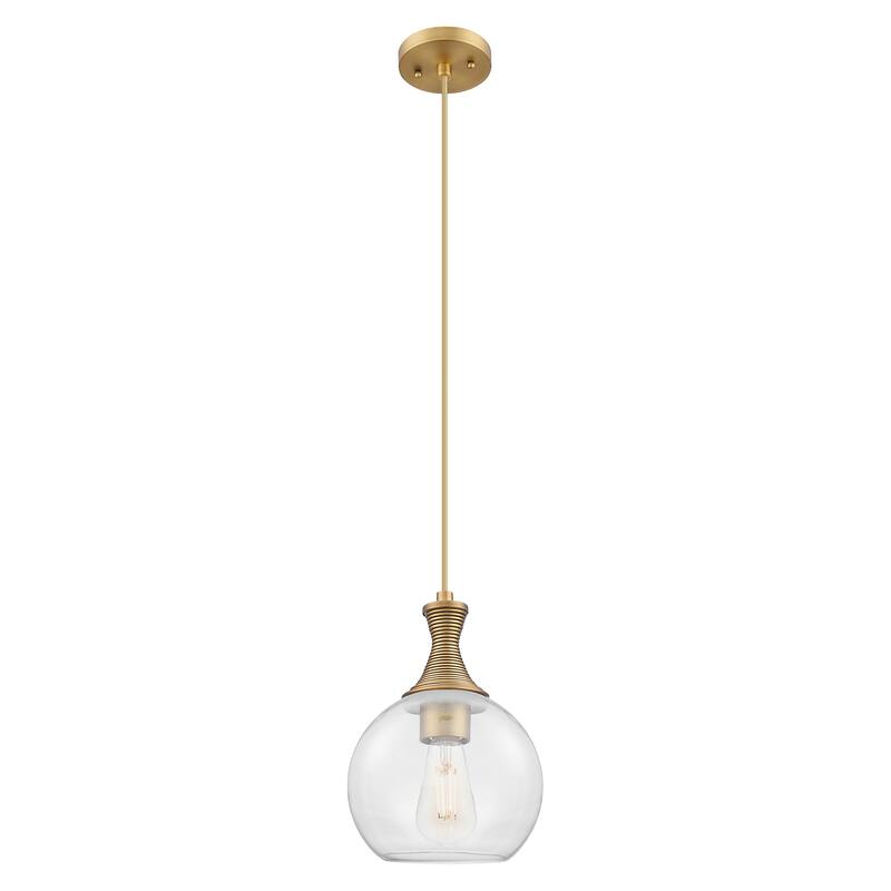 Innovations Lighting Downtown Urban - Astor - 1 Light 8" Metal Detailed Cord Hung Mini Pendant - Brushed Brass/Clear Shade