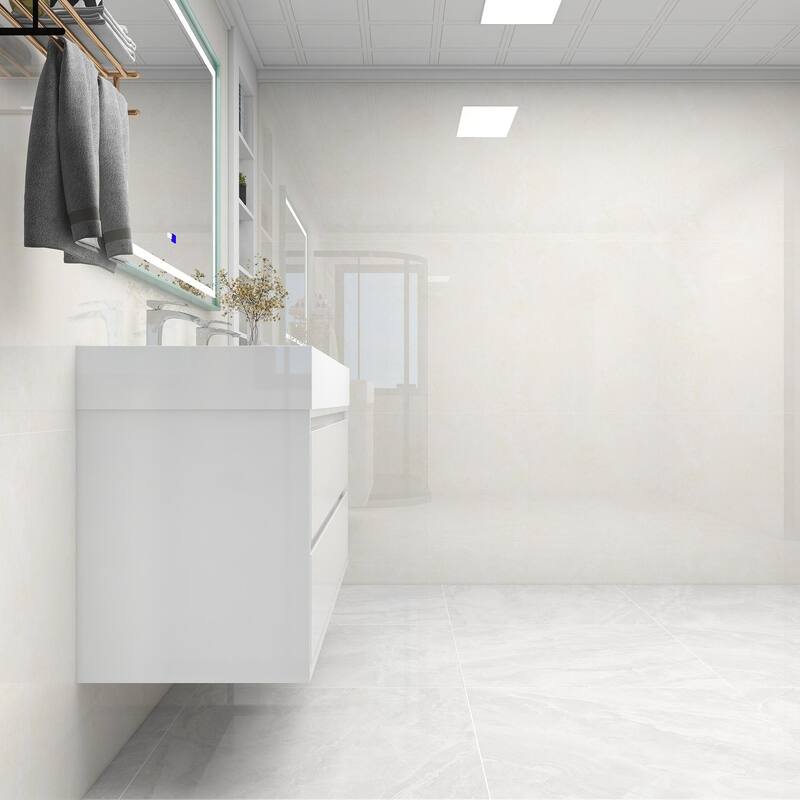 Victoria 60" Wall Mounted Modern Vanity with Double Acrylic Sink