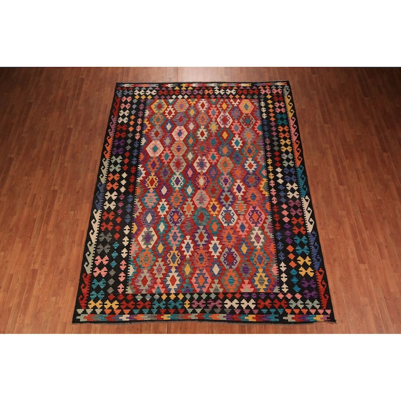Reversible Kilim Oriental Area Rug Flatweave Home Decor Wool Carpet - 8'9" x 11'4"