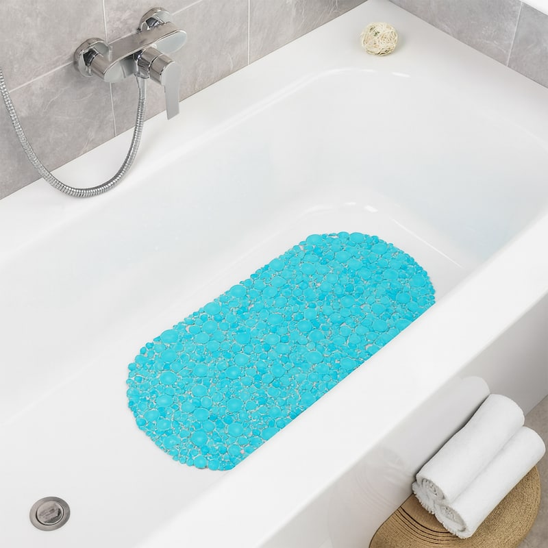 Bubbles Non-Slip Oval Bathtub Mat 28 L x 15 W - Clear Blue