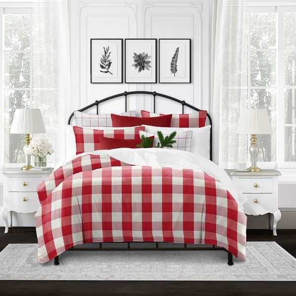 Basic Check Red Comforter Set Twin On Sale Bed Bath & Beyond 37606508