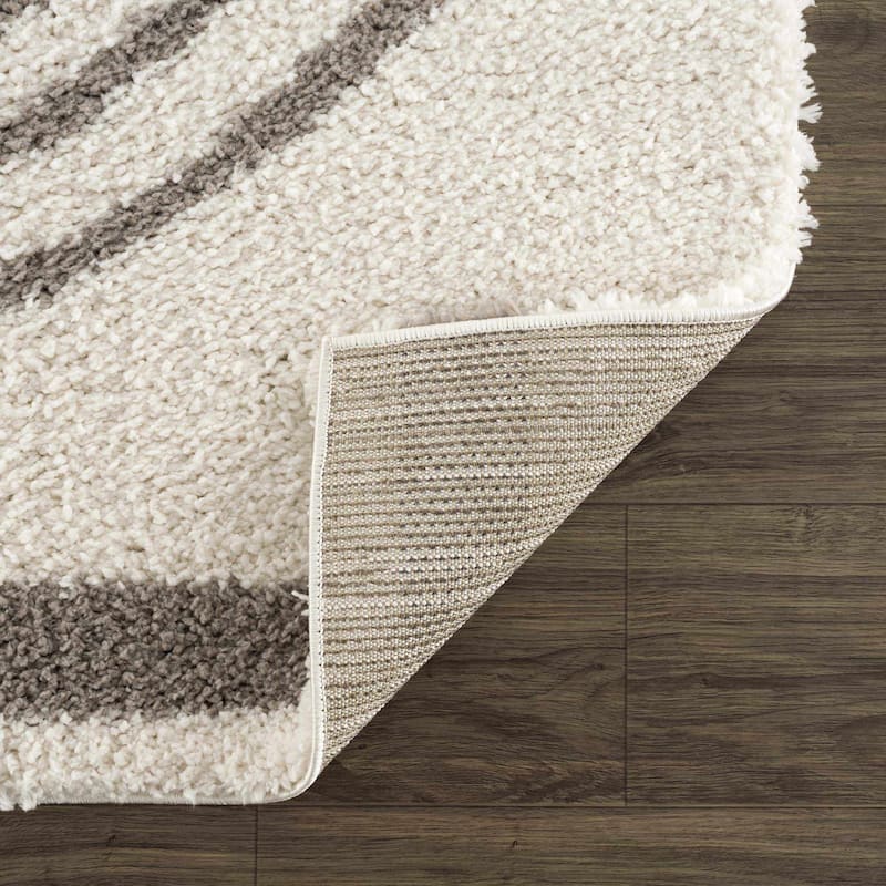 Hauteloom Jola Living Room, Bedroom Area Rug - Plush Pile - Bone, Taupe, Cloud Gray - 6'7" x 9'