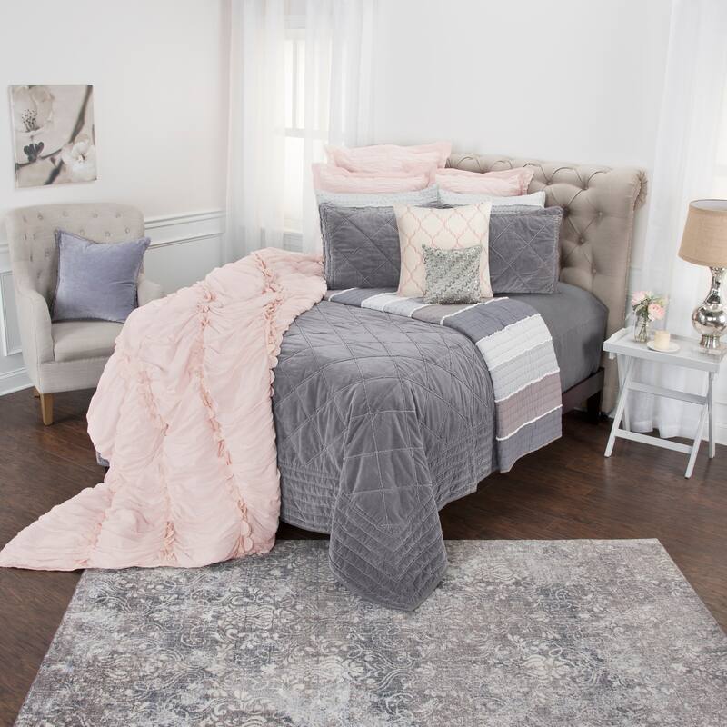 Collin Ivory Quilt Hand Quilted with Pin Tucks
