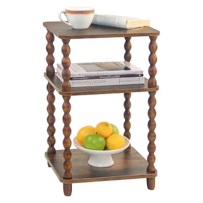 Small End Table with Storage Shelf Vintage Nightstand Bedside Table