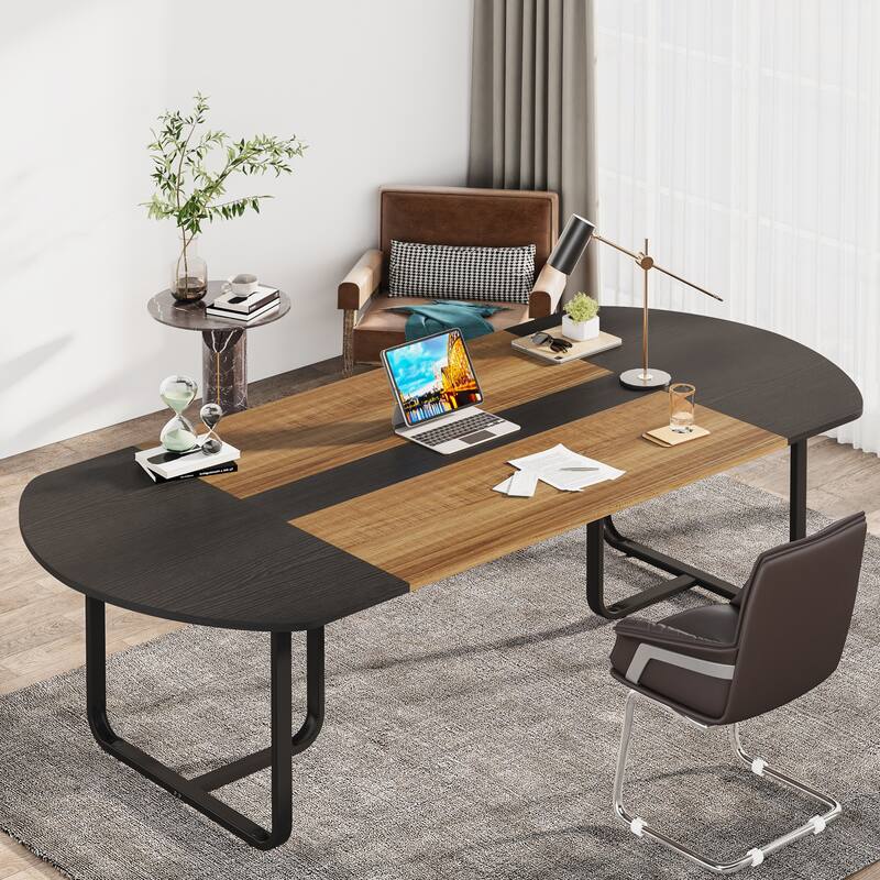 70.86'' Modern Oval Curved Executive Computer Desk for Home Office