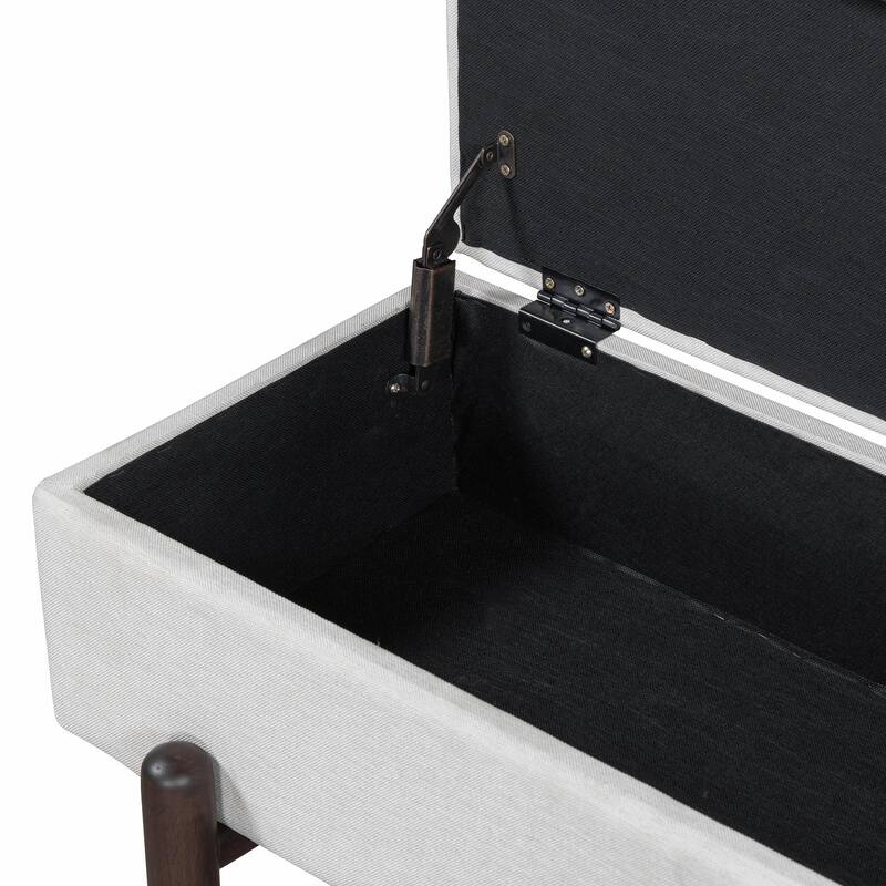 Farmhouse Upholstered Storage Bench with Hidden Compartment