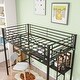 preview thumbnail 8 of 8, Twin Metal Loft Bed with Desk, Power Outlet and LED Lighted, Black