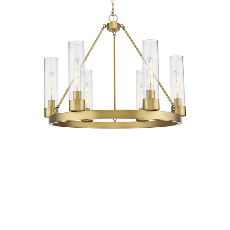 Innovations Lighting 617-6CR-24-29 Boreas Chandelier Boreas 6 Light - Brushed Brass / Seedy