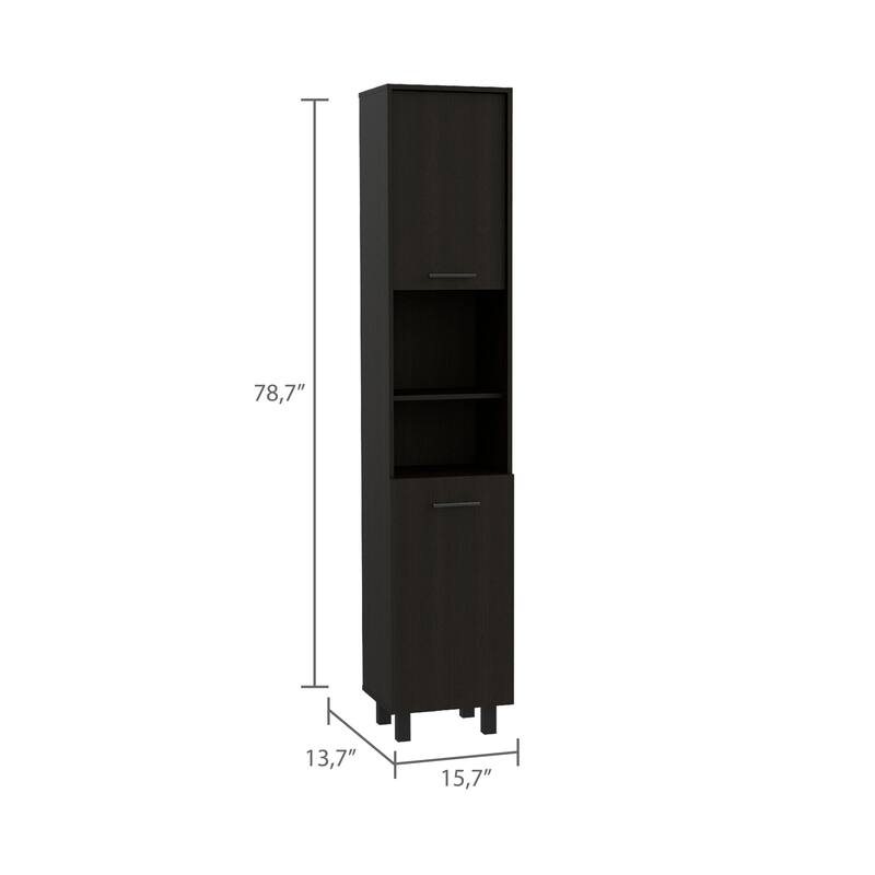 Sheffield 2-Door Pantry Cabinet, with Two 2-Cabinet Spaces and Two Open Shelves