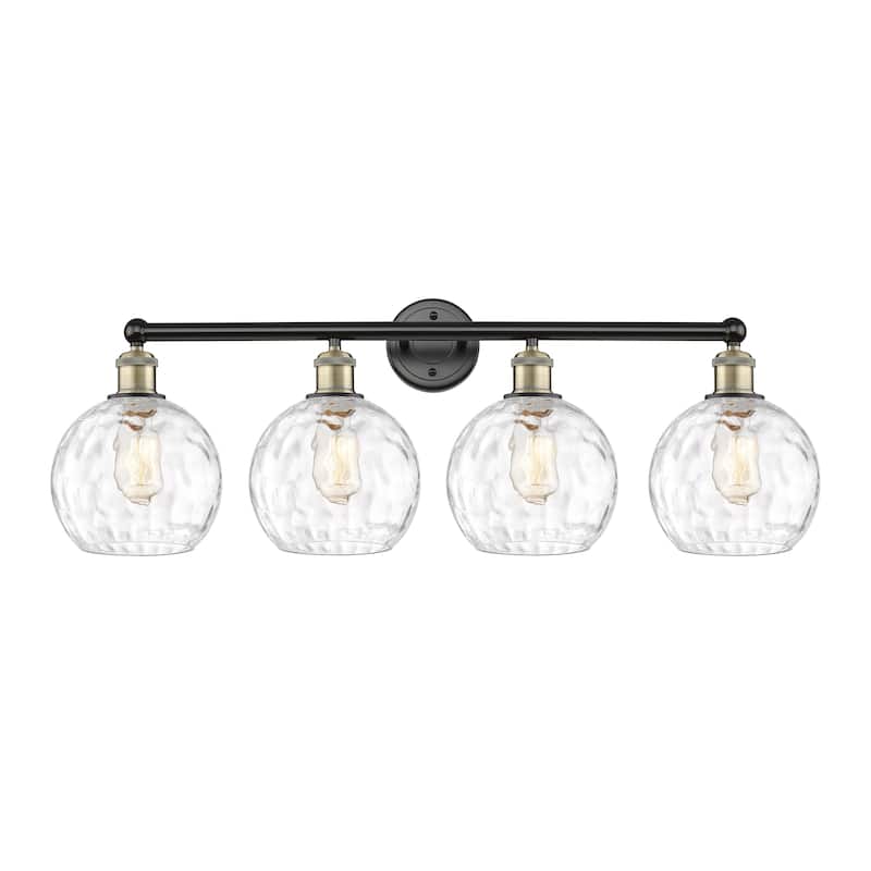 Innovations Lighting Athens Water Glass - 4 Light 35" Bath Vanity Light. - Clear/Black Antique Brass