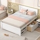 preview thumbnail 3 of 2, Full Size Platform Bed with Storage Drawer, Wooden Bed with Two Shelves, Space-saving Bed with Headboard, White