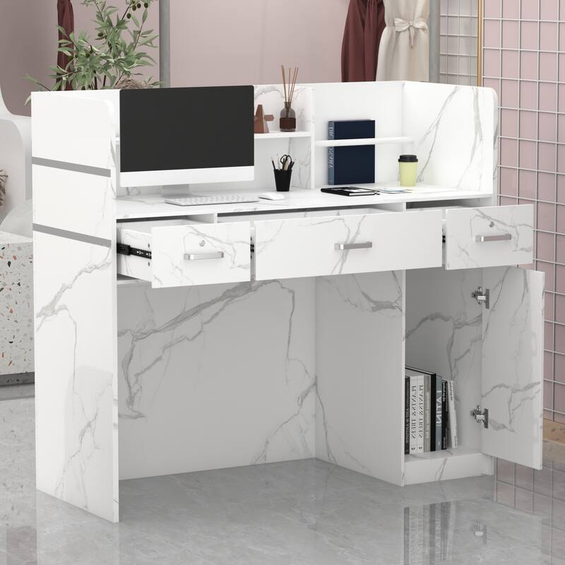 Reception Desk Front Counter Table with Drawer Shelf by Timechee