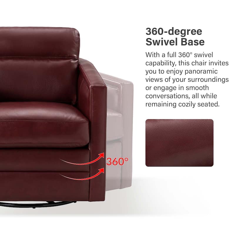 Jorge 28.74" Wide Genuine Leather Swivel Chair with Arms