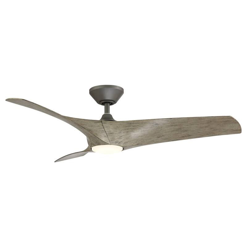 Zephyr Indoor and Outdoor 3-Blade Smart Ceiling Fan 62in with 3000K LED Light Kit and Remote Control with Wall Cradle