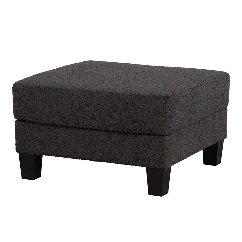 Modern Black Fabric Ottoman with Storage Function