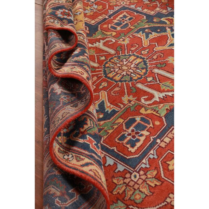 Orange Heriz Serapi Oriental Area Rug Handmade Wool Carpet - 8'11" x 12'1"