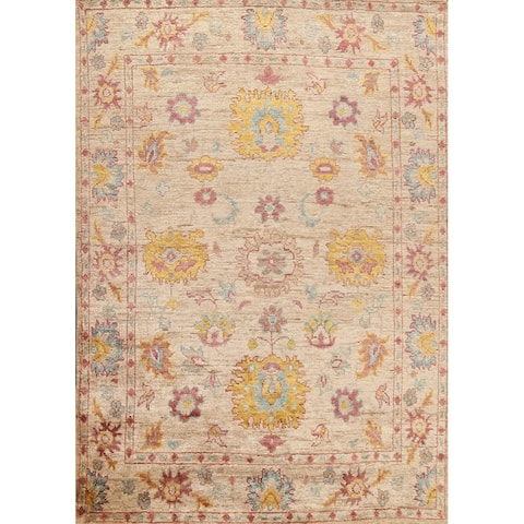 Traditional Floral Oushak Oriental Living Room Area Rug Hand-knotted - 8'6" x 11'3"