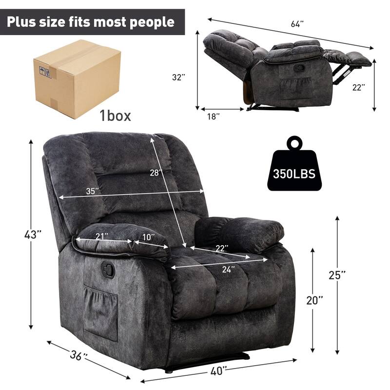 Massage and Manual Recliner Chair with Convenient pocket