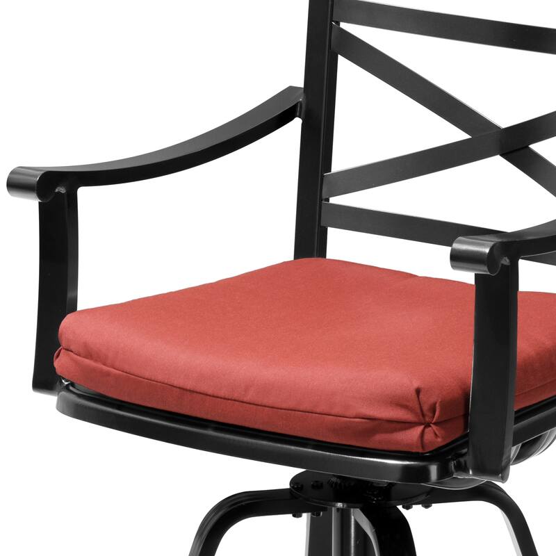 Pellebant Patio Outdoor Aluminum Swivel Bar Stools with Sunbrella Cushion - 21.7 in W x 16.5 in D x 46 in H