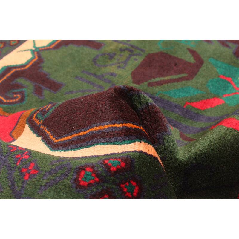 ECARPETGALLERY Hand-knotted Teimani Dark Green Wool Rug - 2'9 x 4'4