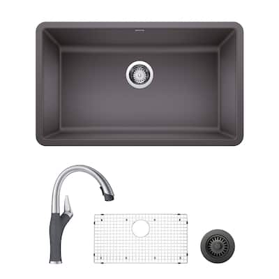 Blanco Precis/Artona Undermount Kitchen Sink and Faucet Set and Strainer