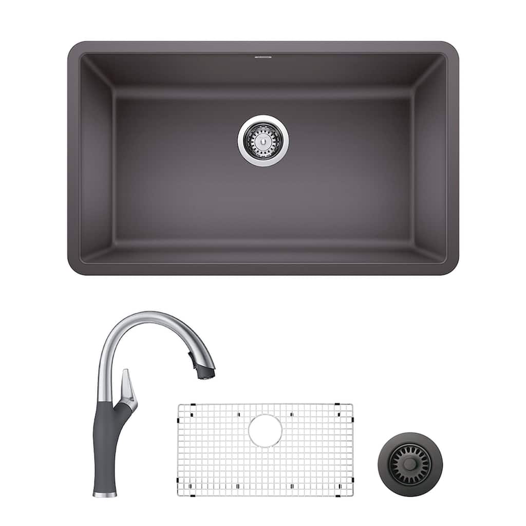 Blanco Precis/Artona Undermount Kitchen Sink and Faucet Set and Strainer