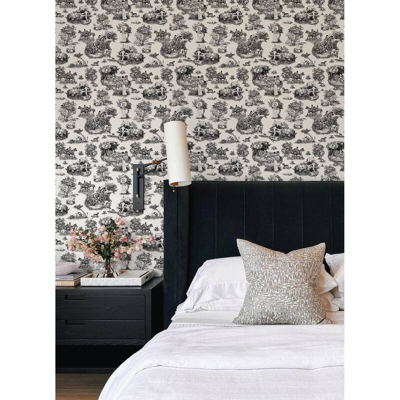Rachel Antonoff Black The Chase Peel Stick Wallpaper