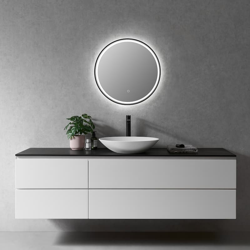 Altair Palme Round Framed Bathroom LED Lighted Wall Mirror