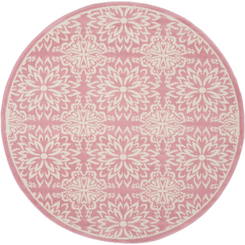 Nourison Jubilant Floral Medallion Area Rug - 5'3" Round - Pink