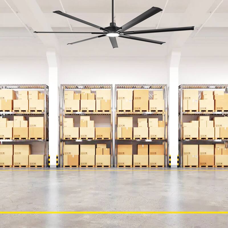 84"/ 100" Black Industrial Extra Large Commercial Ceiling Fan with Light