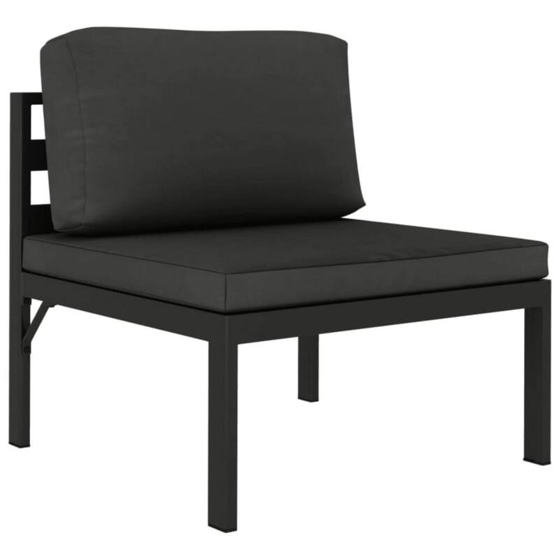 Shina 6pc Outdoor Modular Sofa and Table Set, Black, Gray Cushions