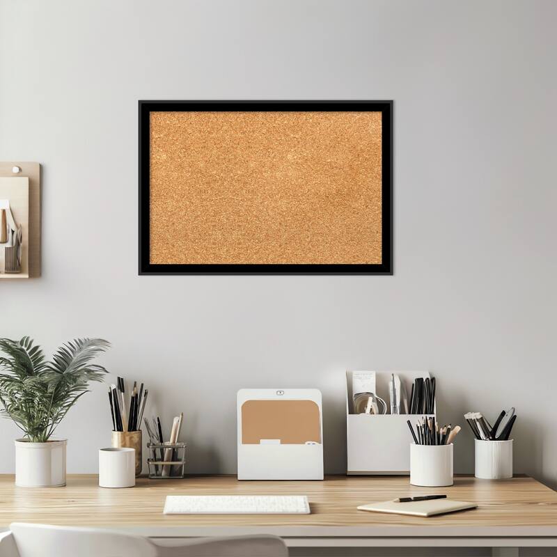 Incline Black Wood Framed Cork Board - Bulletin Board, Organization Board, Pin Board