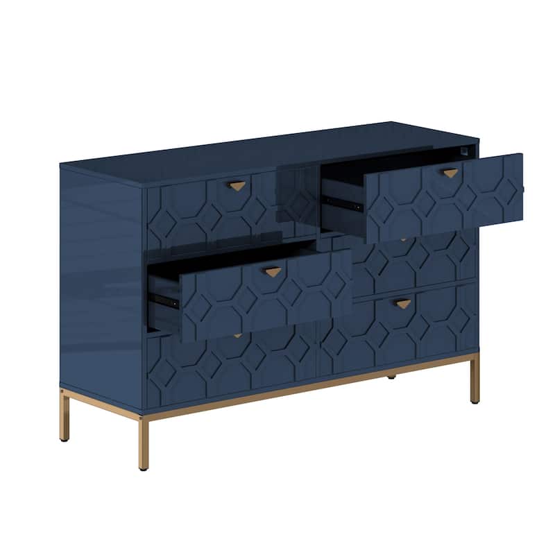 Clihome Wooden Storage 6 Drawer Double Dresser for Bedroom