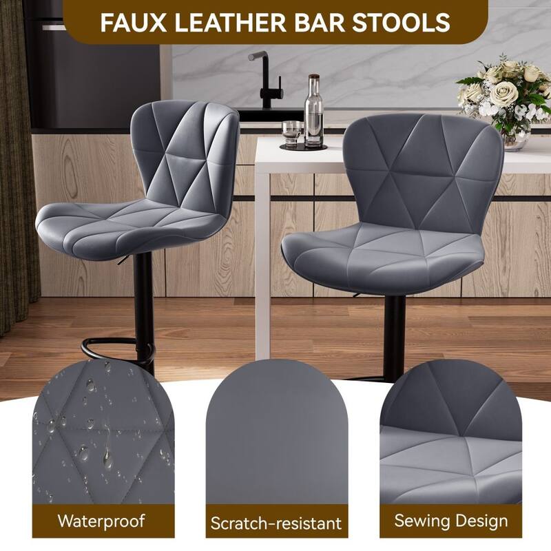 Set of 2 Faux Leather Counter Height Bar Stools
