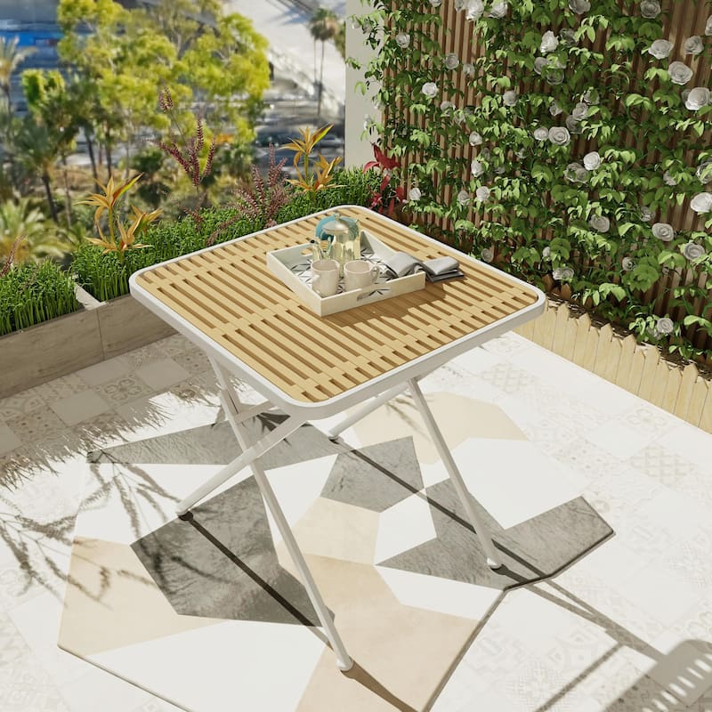 Folding Square Table - Indoor/Outdoor PP & Metal - White