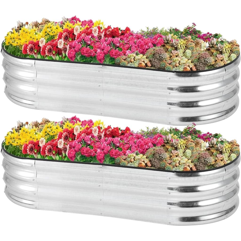 2pcs Galvanized Raised Garden Bed Galvanized Box Flower Pot Vegetables - 4.5×2×1FT