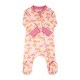preview thumbnail 3 of 1, Baby Girls Pink Clouds and Let's Hug Zippered Footed Sleeper