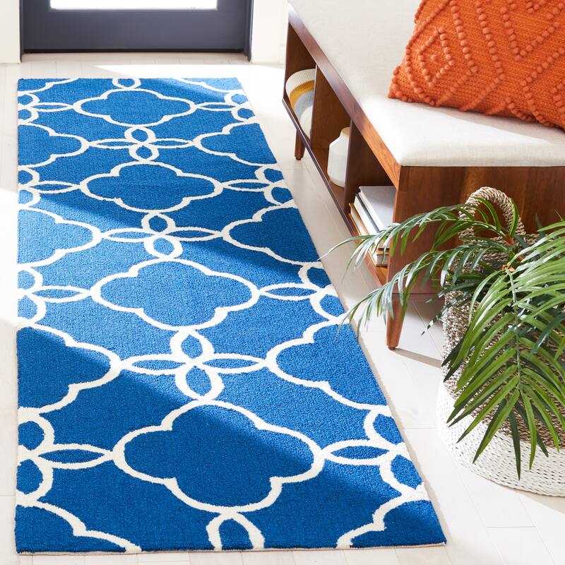 SAFAVIEH Handmade Four Seasons Gulea Floral Rug - 2'3" x 8' Runner - Navy/Ivory