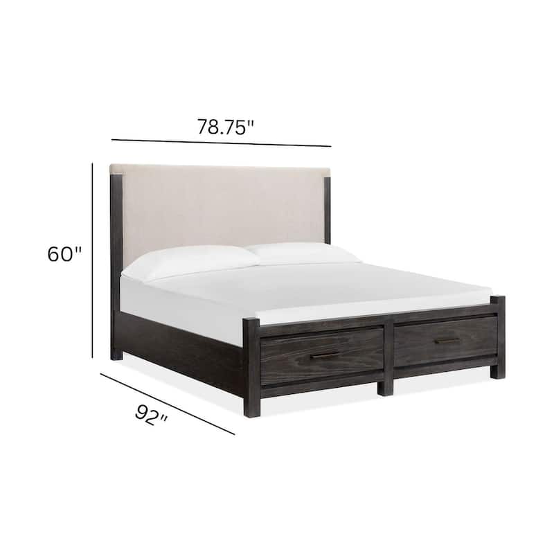 Magnussen Home Plum Creek Ravenwood Black Upholstered Panel Storage Bed
