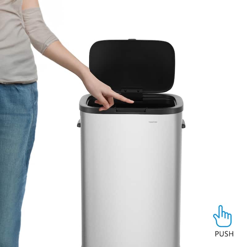 happimess Tammi Kitchen 14.5-Gallon Slim Metal Push Button Trash Can