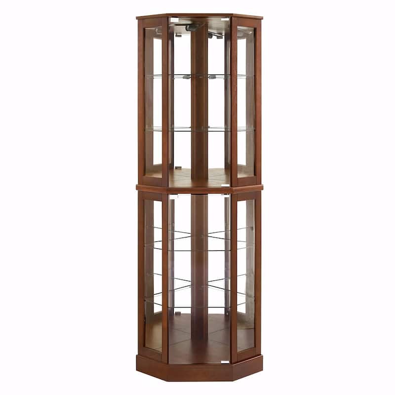 6-Shelf Corner Curio Display Cabinet with Lights, Mirrors, and Adjustable Shelves