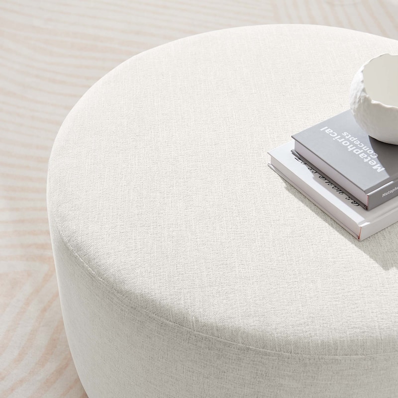Callum 16"/23"/29"/38" Round Woven Heathered Fabric Upholstered Ottoman