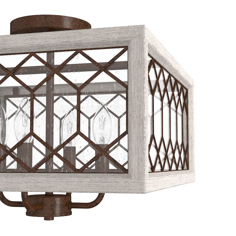 Hunter Chevron 2 or 4 Light Flush Mount Ceiling Light - Farmhouse, Transitional, Rustic, Lattice