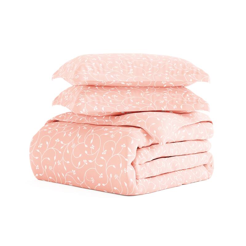 Becky Cameron Oversized Pink Buds Pattern 3 Piece Duvet Cover Set
