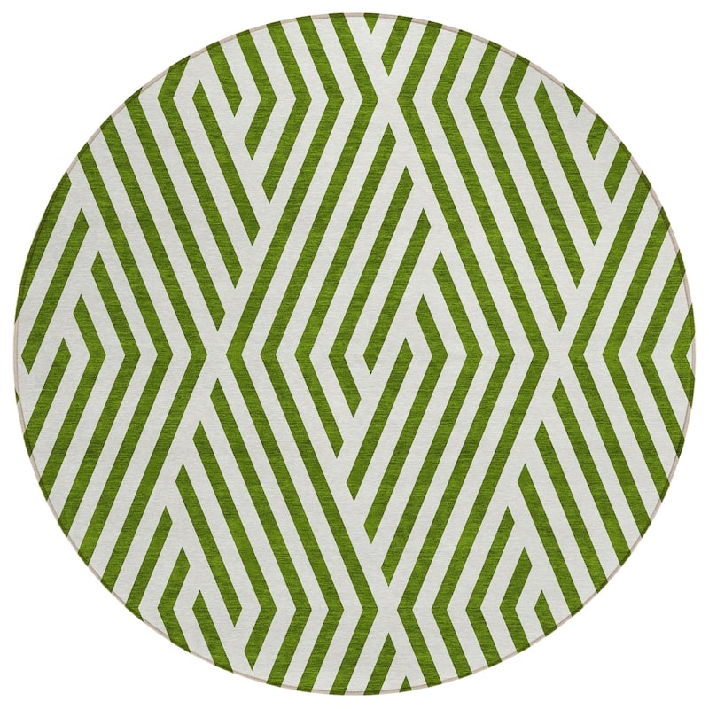 Machine Washable Indoor/ Outdoor Modern Diamonds Chantille Rug