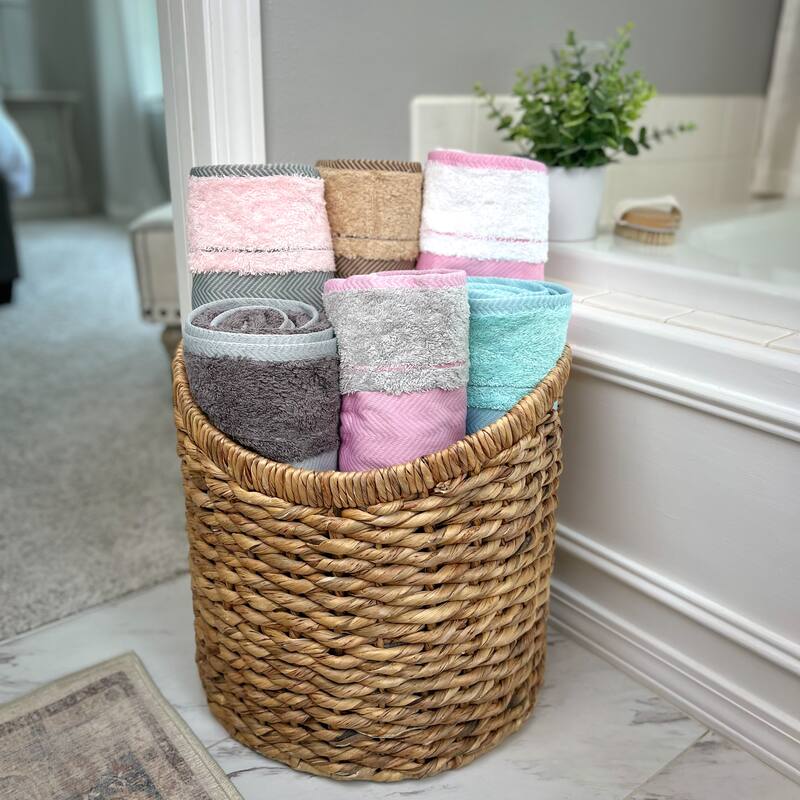 KAFTHAN Textile Multicolor Fishbone Turkish Cotton Face/Hand/Hair Bath Towels (Set of 6) - 30"L x 18"W x 0.5"H