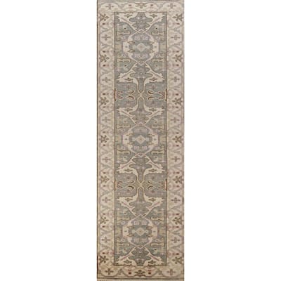 Oushak Oriental Runner Rug Hand-Knotted Wool Carpet - 2'7" x 9'10"