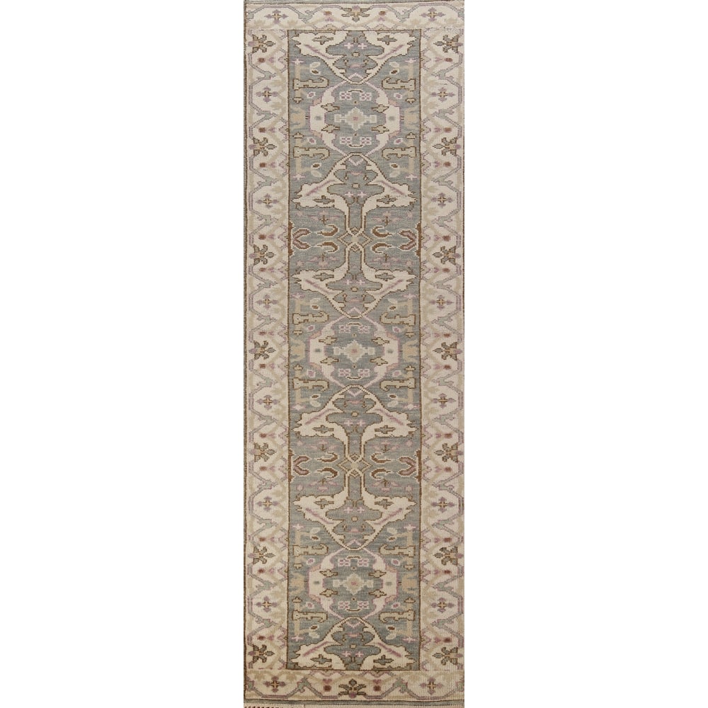 Oushak Oriental Runner Rug Hand-Knotted Wool Carpet - 2'7" x 9'10"