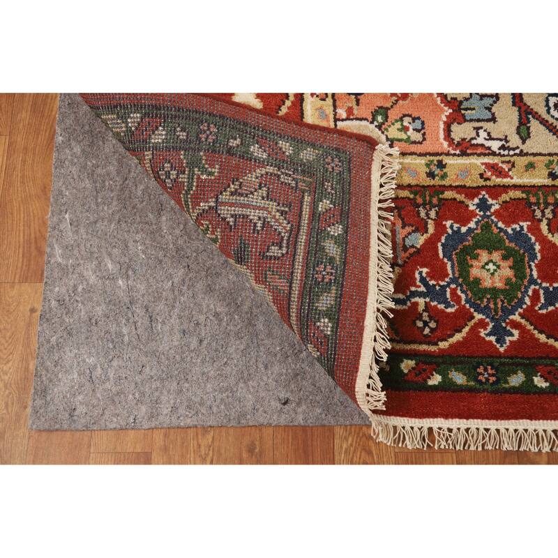 Hand Knotted Oriental 100% Wool Carpet Traditional Medallion Beige & Ivories Heriz (serapi) Area Rug - 11' 9'' X 8' 6''
